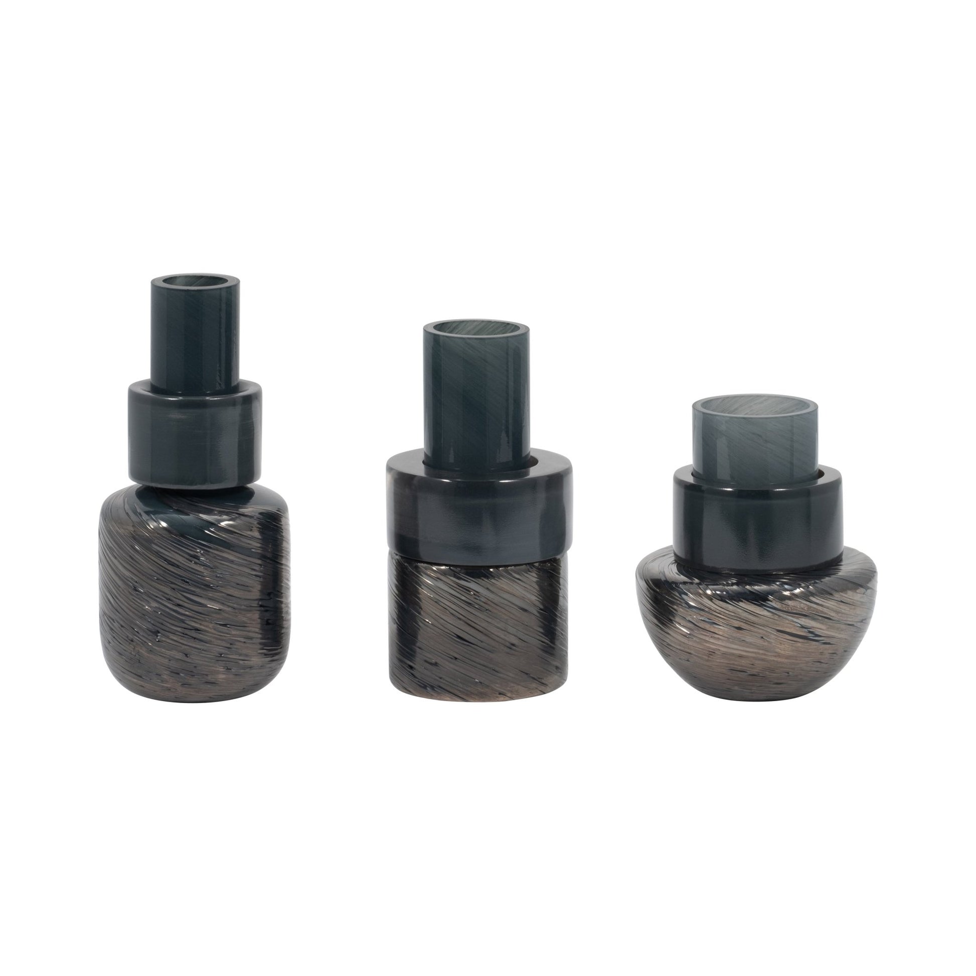 S/3 6/8/9" Eden Gray Glass Vases Vases and Jars| Sagebrook Home