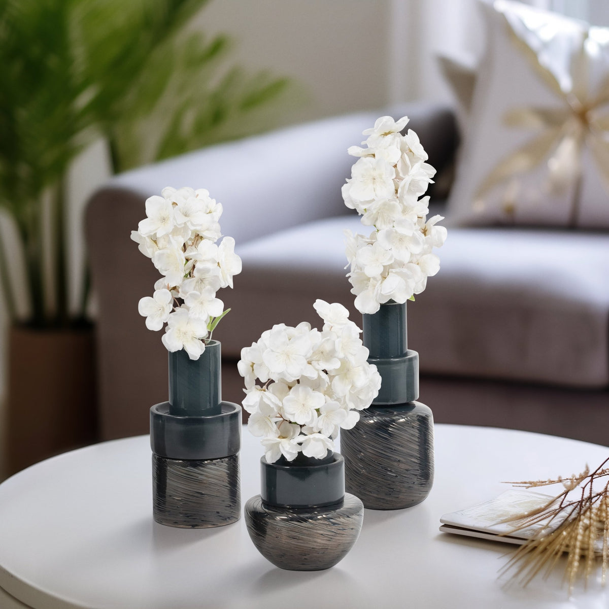 S/3 6/8/9" Eden Gray Glass Vases Vases and Jars| Sagebrook Home