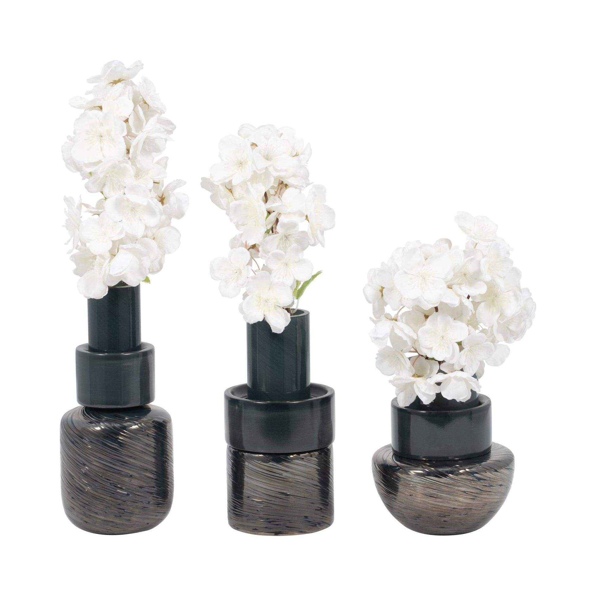 S/3 6/8/9" Eden Gray Glass Vases Vases and Jars| Sagebrook Home