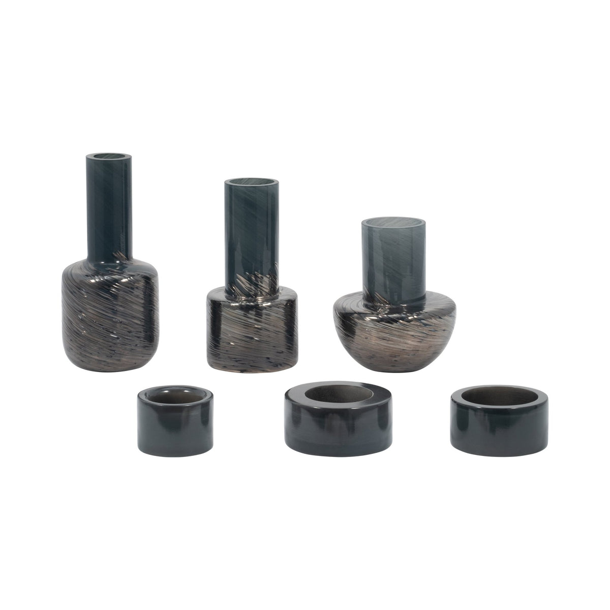 S/3 6/8/9" Eden Gray Glass Vases Vases and Jars| Sagebrook Home