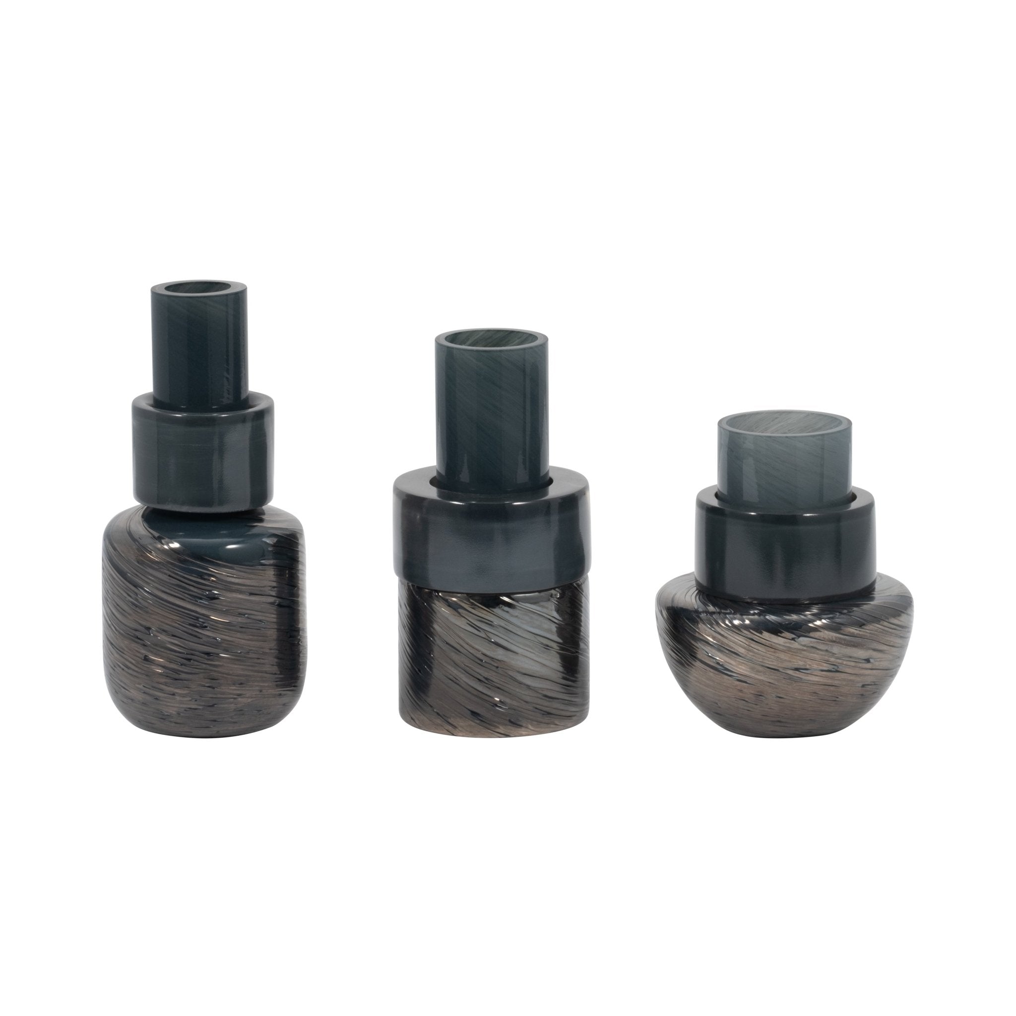 S/3 6/8/9" Eden Gray Glass Vases Vases and Jars| Sagebrook Home