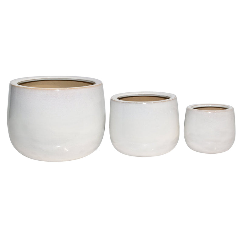 S/3 6/9/11" Reactive Ombre Planters, Ivory - Al Rugaib Furniture