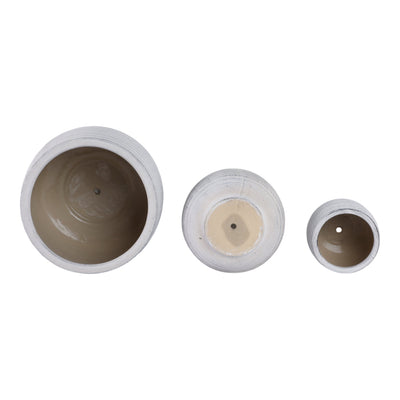 S/3 6/9/11" Ribbed Planters, White - Al Rugaib Furniture