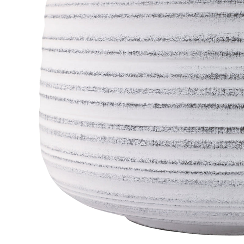 S/3 6/9/11" Ribbed Planters, White - Al Rugaib Furniture