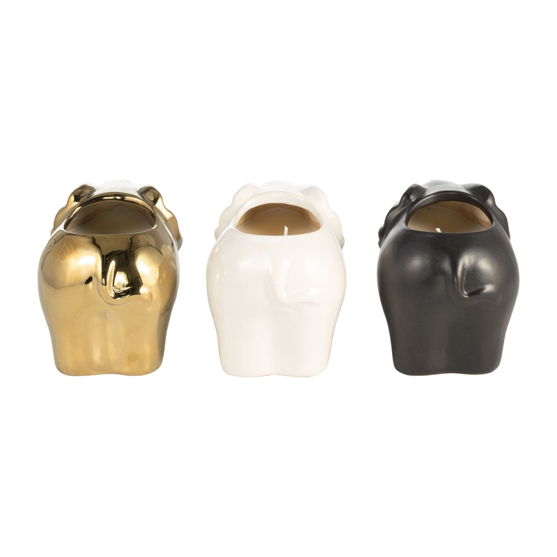 S/3, 7" 9 Oz Plumeria Elephant Candle, Multi - Al Rugaib Furniture