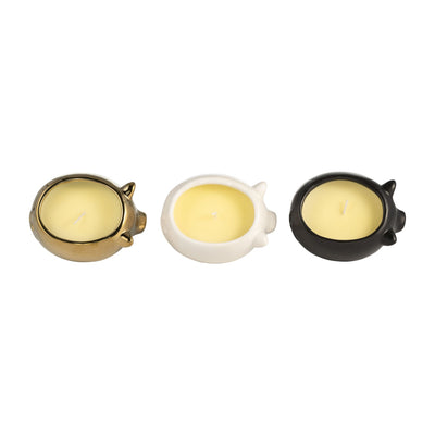 S/3 7" 9 Oz Vanilla Sandalwood Pig Candle, Multi - Al Rugaib Furniture
