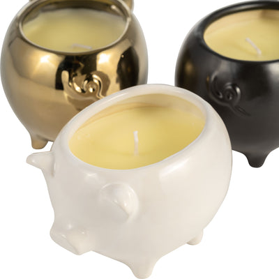 S/3 7" 9 Oz Vanilla Sandalwood Pig Candle, Multi - Al Rugaib Furniture