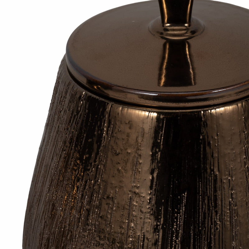 S/3 7/9/11" Tiziano Ceramic Bronze Jars - Al Rugaib Furniture