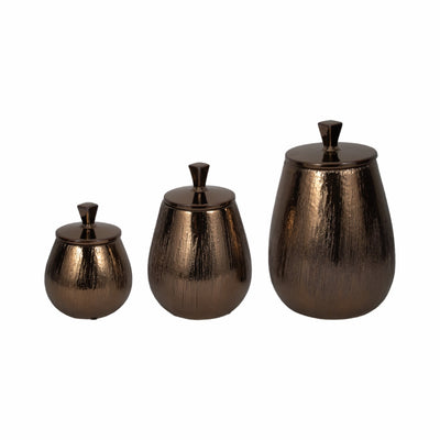 S/3 7/9/11" Tiziano Ceramic Bronze Jars - Al Rugaib Furniture