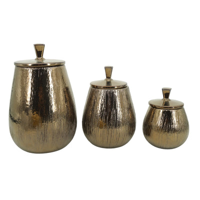 S/3 7/9/11" Tiziano Ceramic Bronze Jars - Al Rugaib Furniture