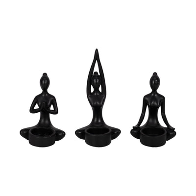 S/3, 7"H RESIN YOGA WOMEN TEALIGHT HOLDER - Al Rugaib Furniture