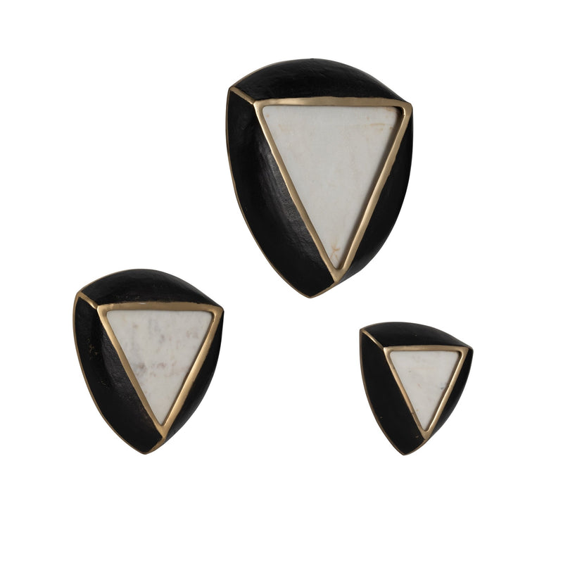 S/3 8/11/14" Dayton Marble Triangle Wall Decor - Al Rugaib Furniture