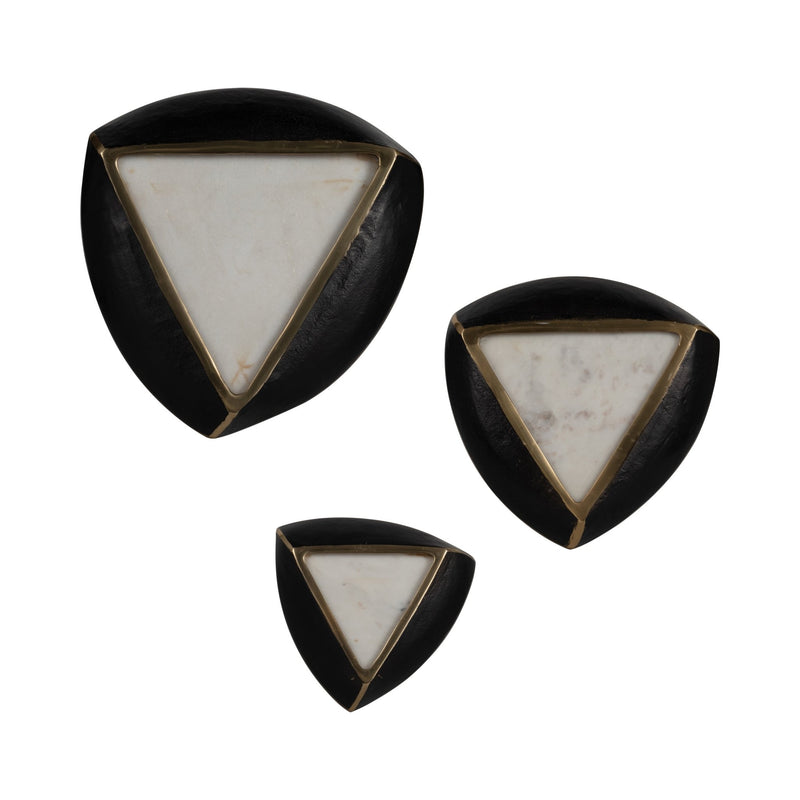 S/3 8/11/14" Dayton Marble Triangle Wall Decor - Al Rugaib Furniture