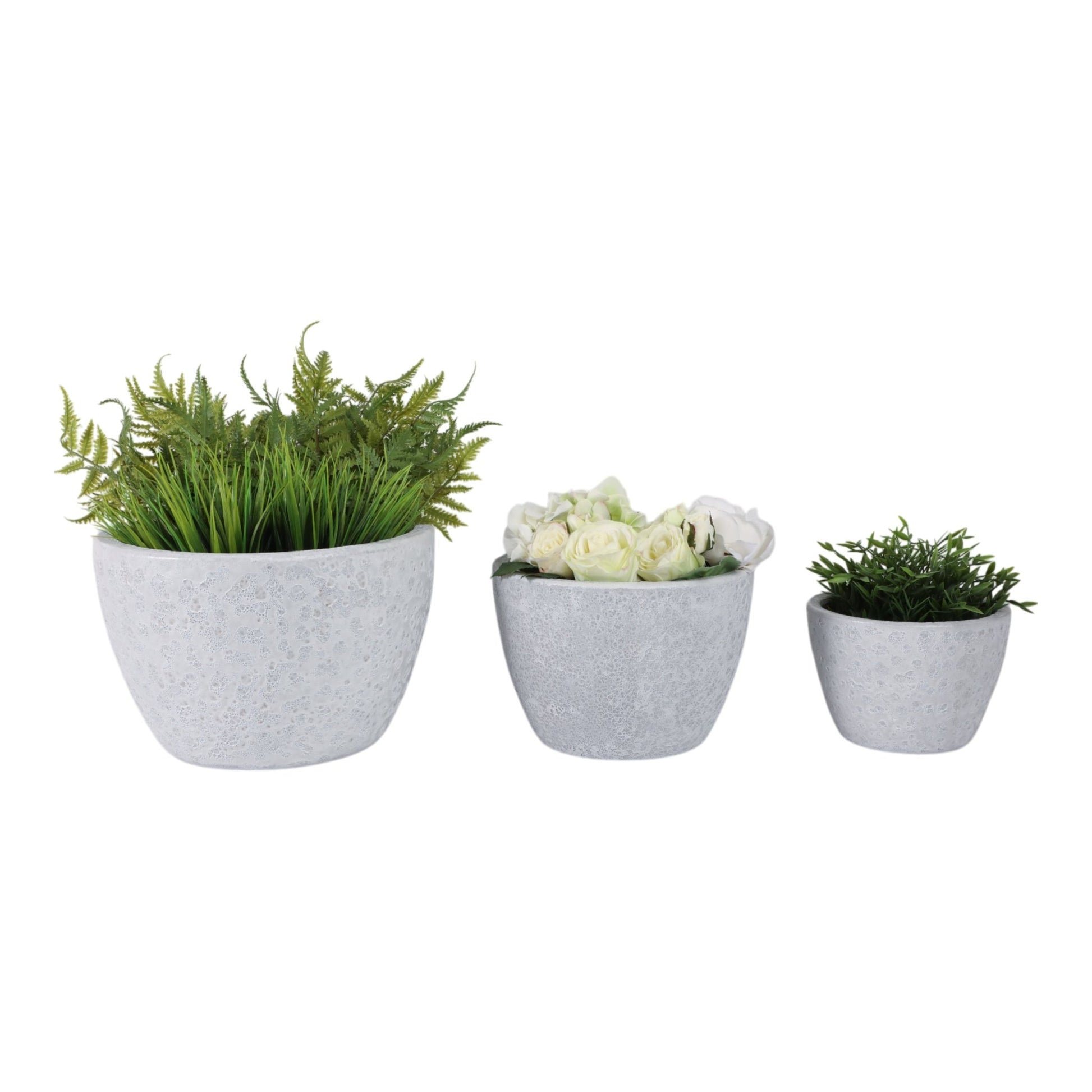 S/3 8/11/15" Lava Planters, White Planter| Sagebrook Home