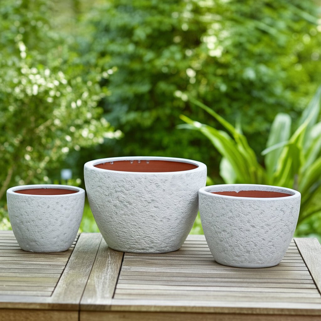 S/3 8/11/15" Lava Planters, White Planter| Sagebrook Home