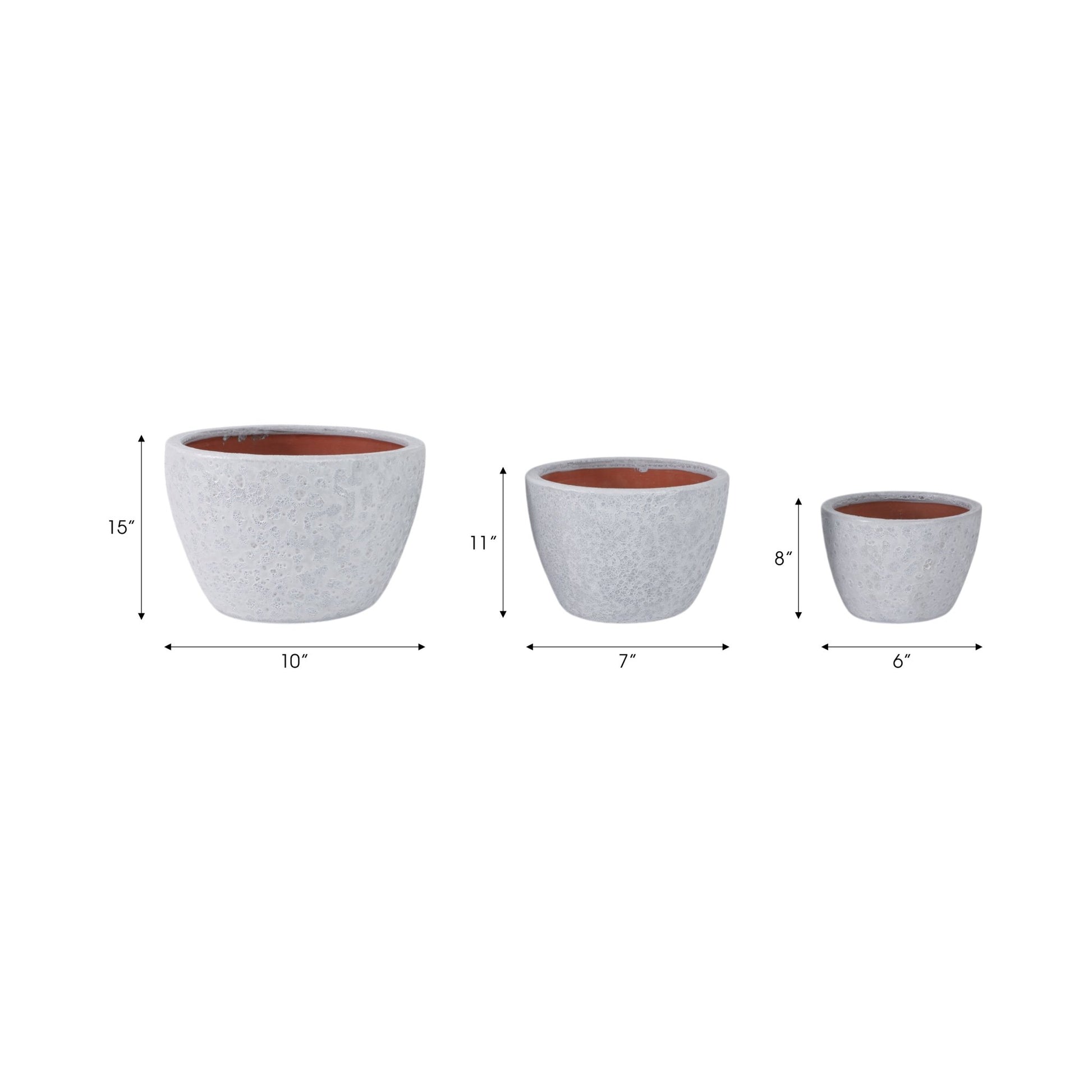 S/3 8/11/15" Lava Planters, White Planter| Sagebrook Home