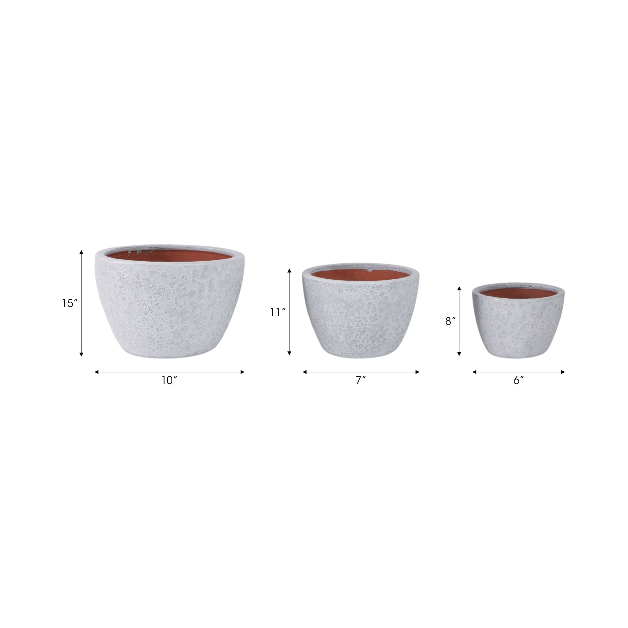 S/3 8/11/15" Lava Planters, White Planter| Sagebrook Home