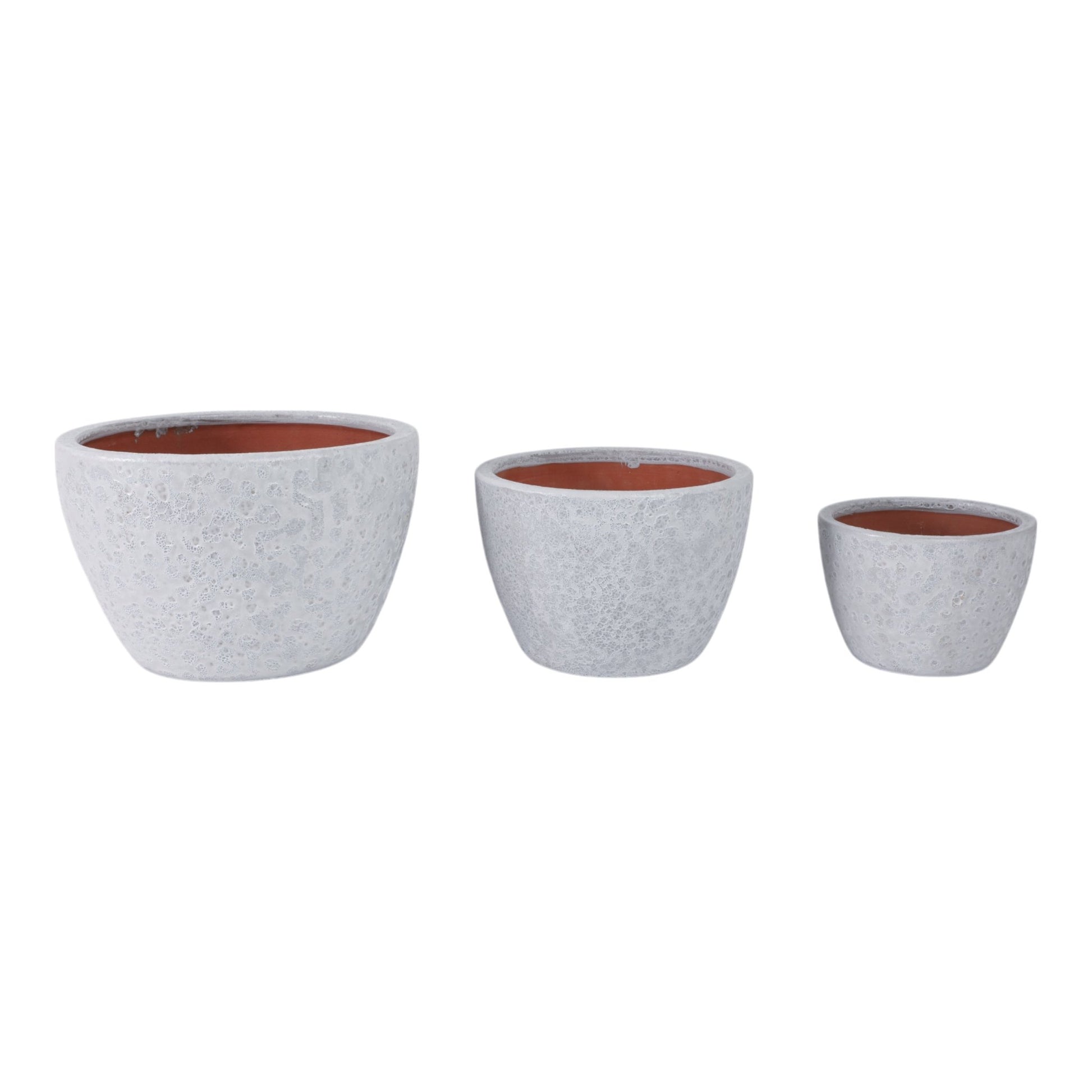 S/3 8/11/15" Lava Planters, White Planter| Sagebrook Home