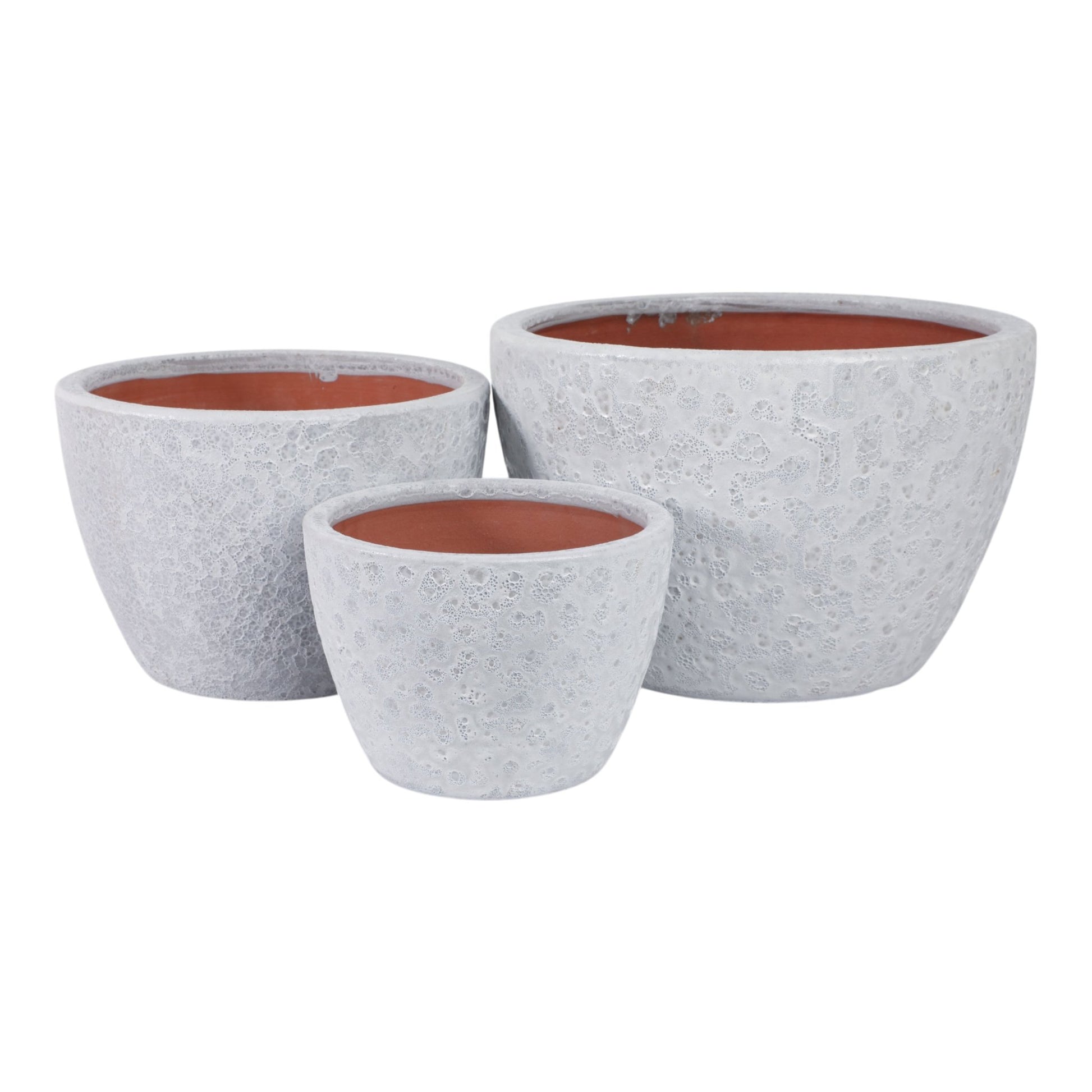 S/3 8/11/15" Lava Planters, White Planter| Sagebrook Home