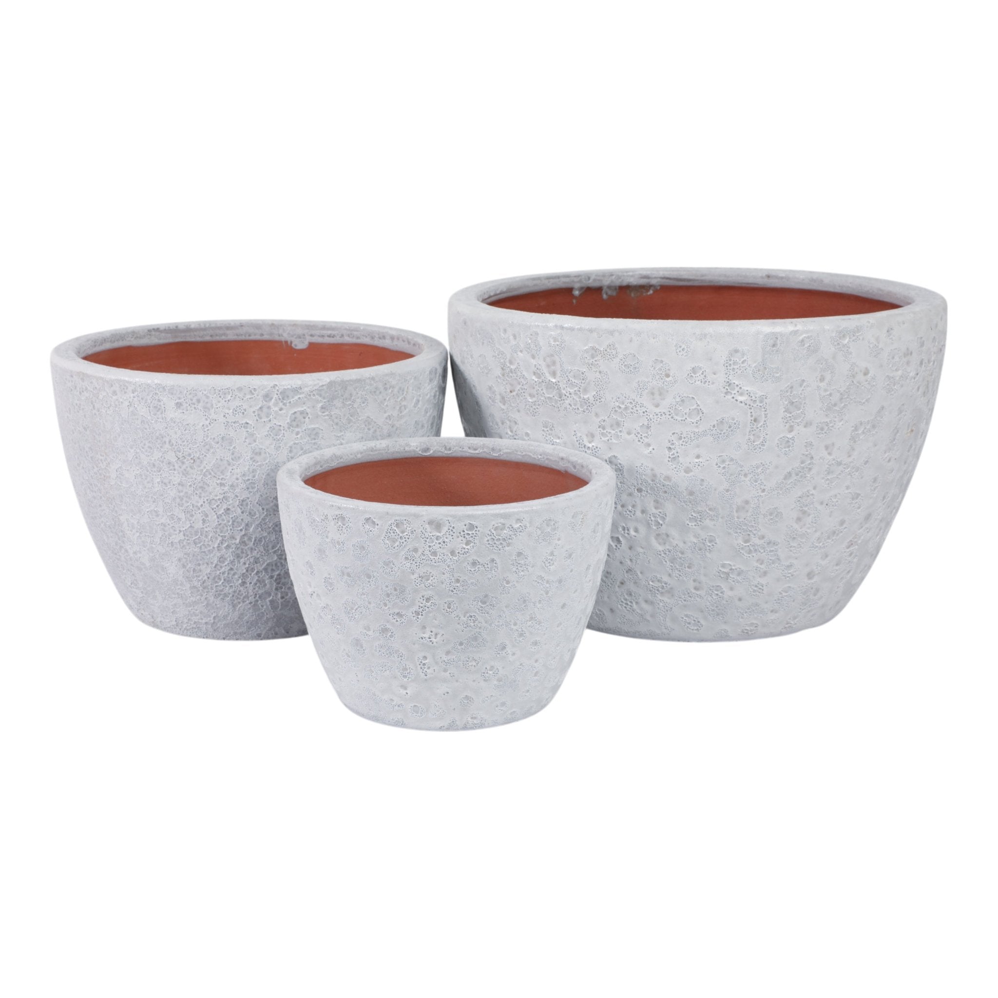 S/3 8/11/15" Lava Planters, White Planter| Sagebrook Home