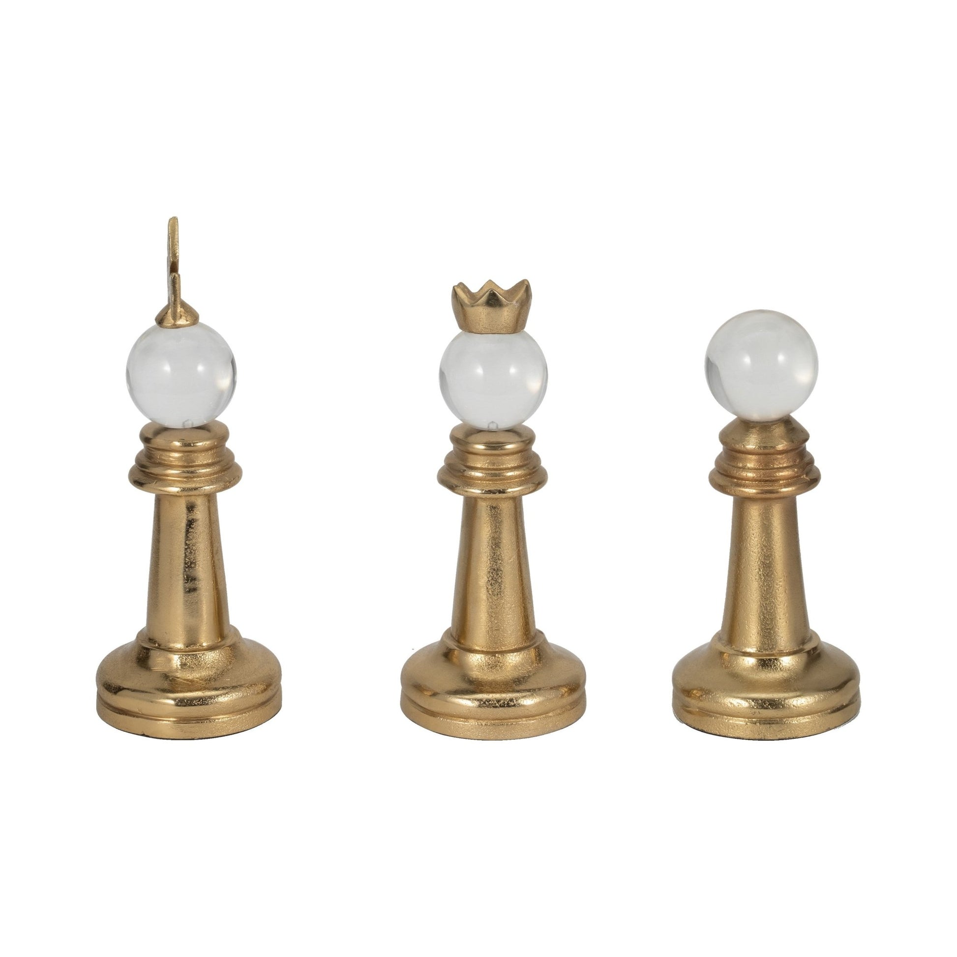 S/3 8/9/10" Turin Gold Chess Pieces Table Decors| Sagebrook Home