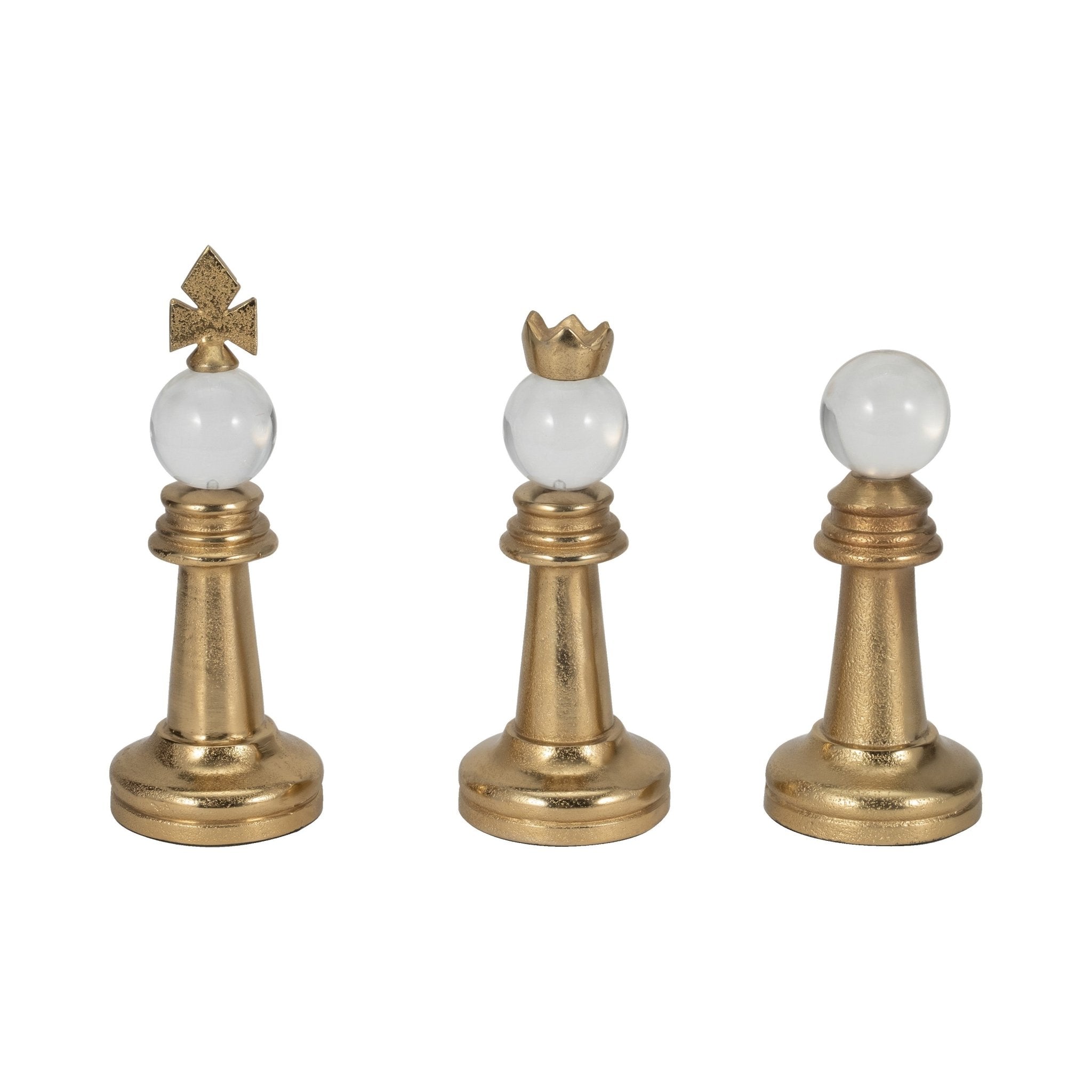 S/3 8/9/10" Turin Gold Chess Pieces Table Decors| Sagebrook Home