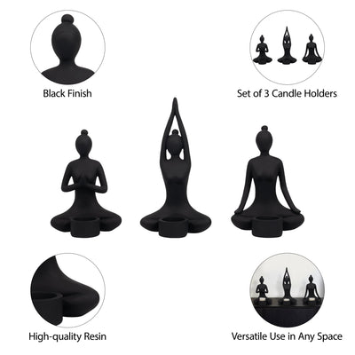 S/3 9" Resin Candle Holder,black - Al Rugaib Furniture