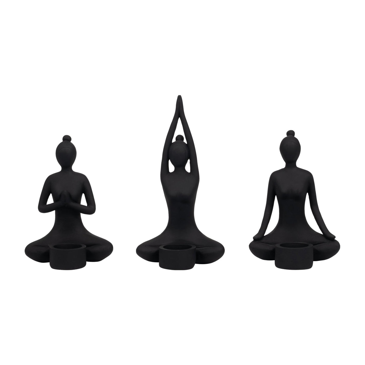 S/3 9" Resin Candle Holder,black Candle Holders| Sagebrook Home