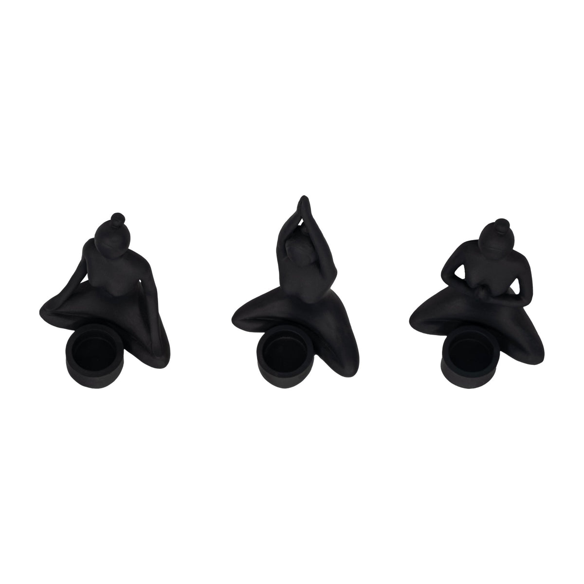 S/3 9" Resin Candle Holder,black Candle Holders| Sagebrook Home