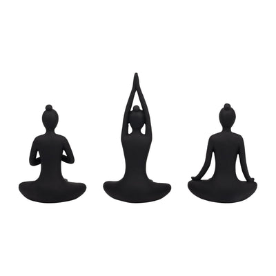 S/3 9" Resin Candle Holder,black - Al Rugaib Furniture