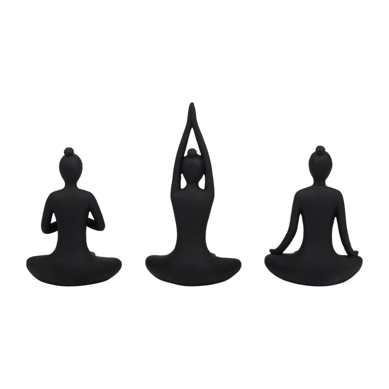 S/3 9" Resin Candle Holder,black - Al Rugaib Furniture