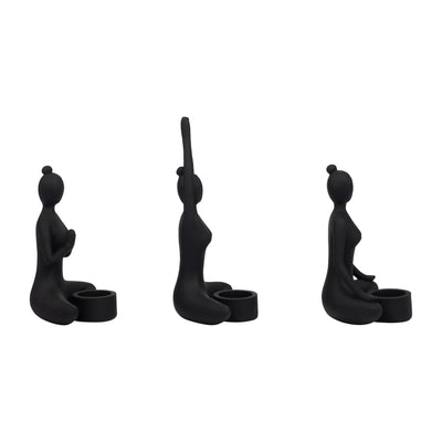 S/3 9" Resin Candle Holder,black - Al Rugaib Furniture