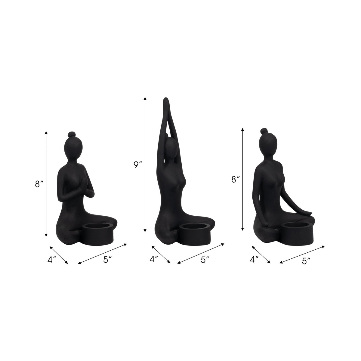 S/3 9" Resin Candle Holder,black Candle Holders| Sagebrook Home