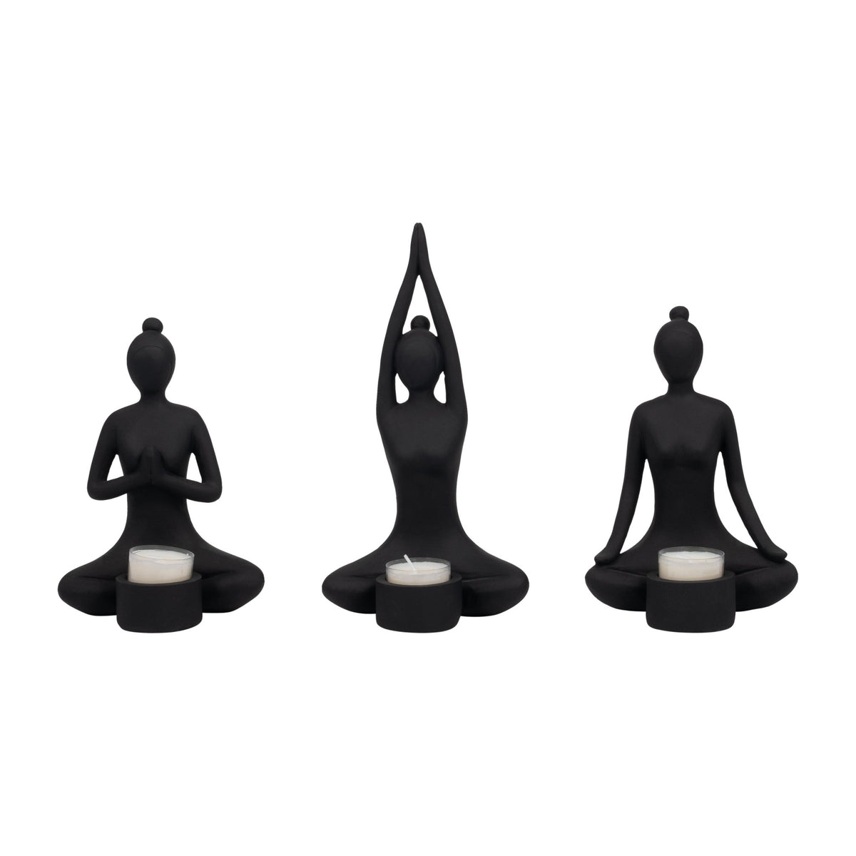 S/3 9" Resin Candle Holder,black Candle Holders| Sagebrook Home