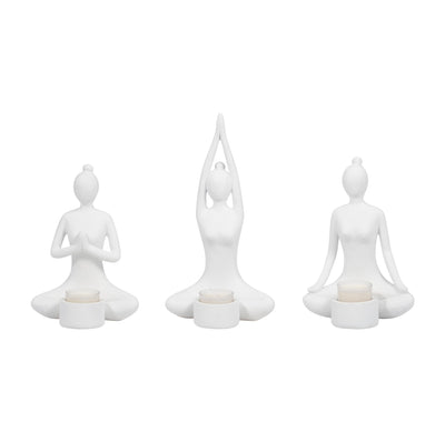 S/3 9" Resin Candle Holder,white - Al Rugaib Furniture