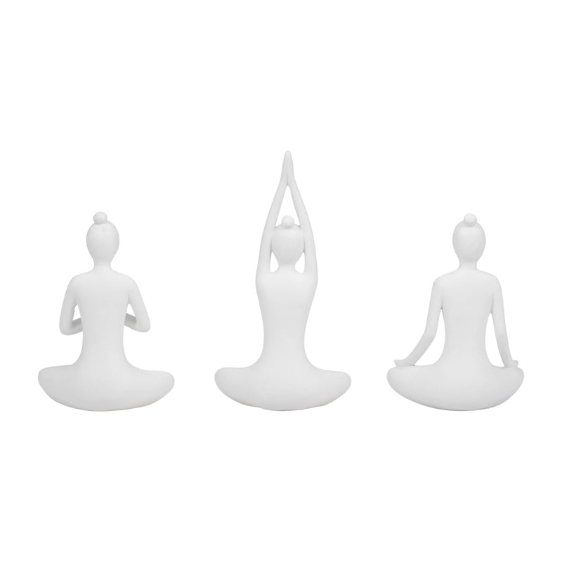 S/3 9" Resin Candle Holder,white - Al Rugaib Furniture