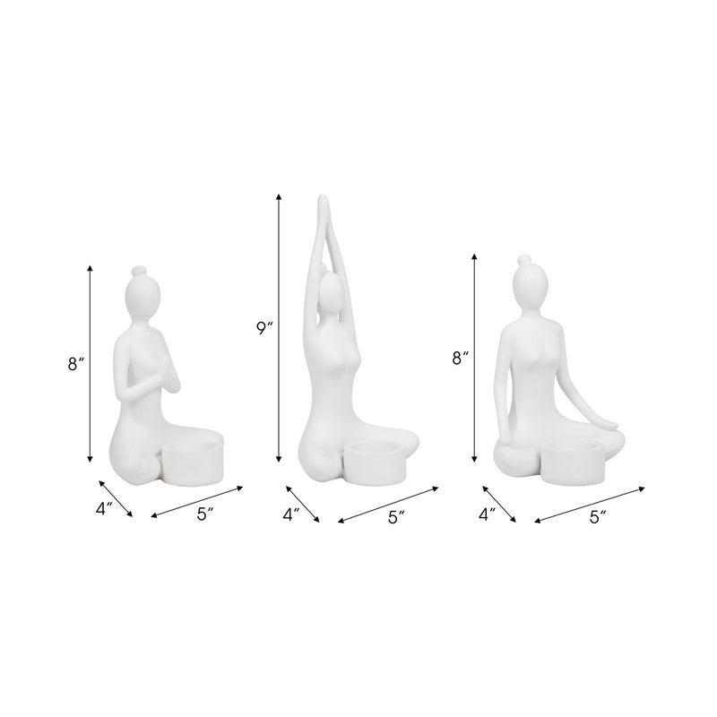 S/3 9" Resin Candle Holder,white - Al Rugaib Furniture