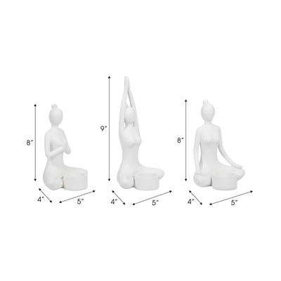 S/3 9" Resin Candle Holder,white - Al Rugaib Furniture