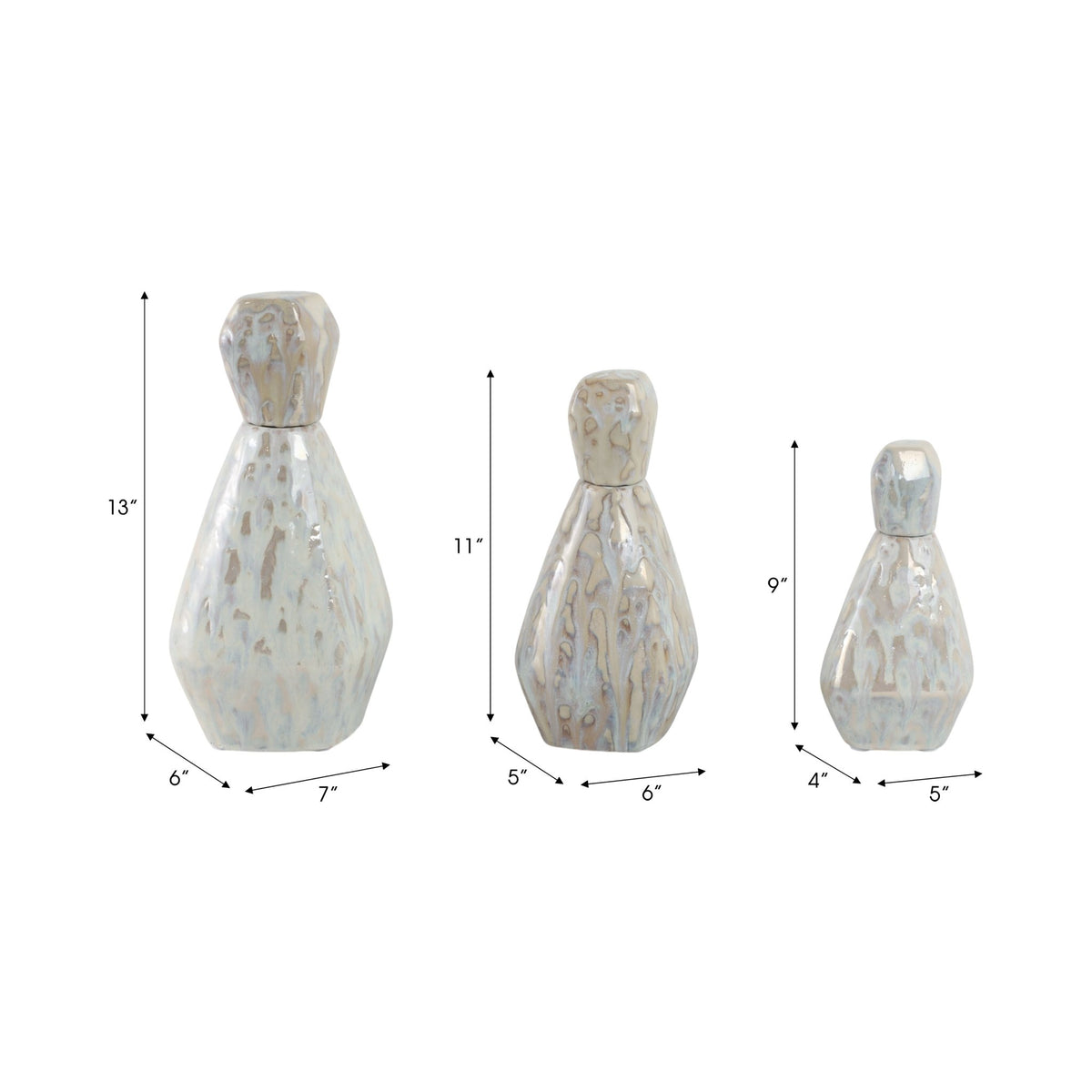 S/3 9/11/13" Tacoma/Corvallis Ceramic Bottles Vases and Jars| Sagebrook Home