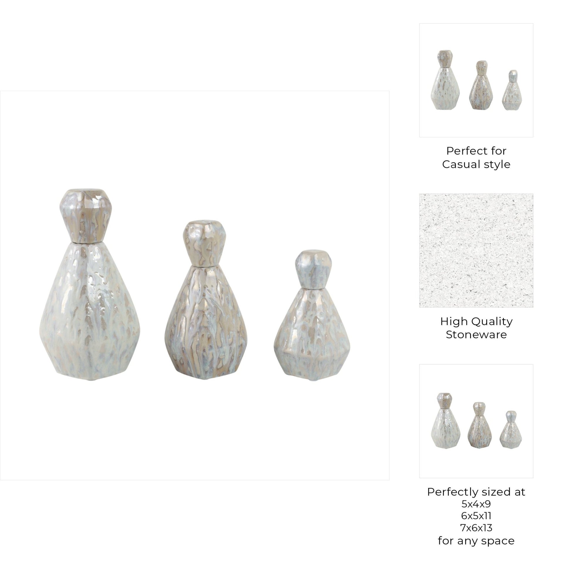 S/3 9/11/13" Tacoma/Corvallis Ceramic Bottles Vases and Jars| Sagebrook Home
