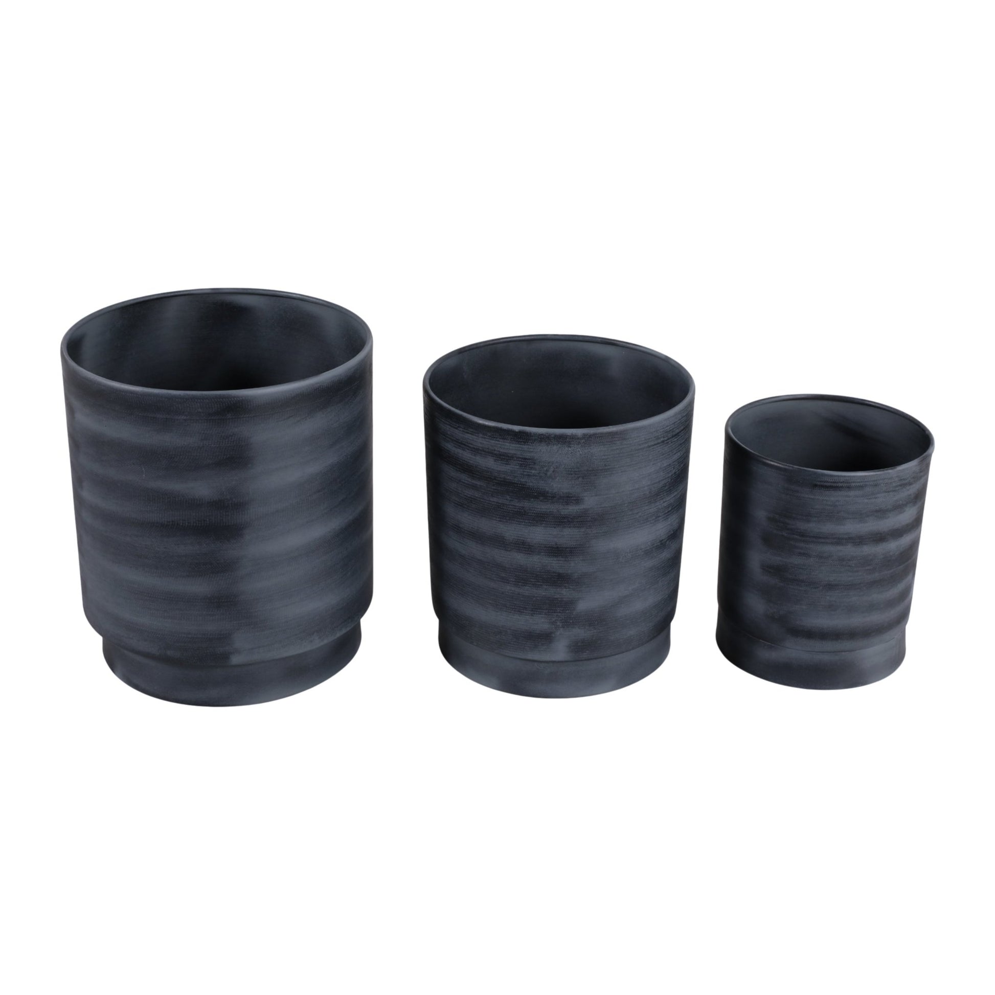S/3 9/11/13" Tall Metal Pedestal Planters, Gray Planter| Sagebrook Home