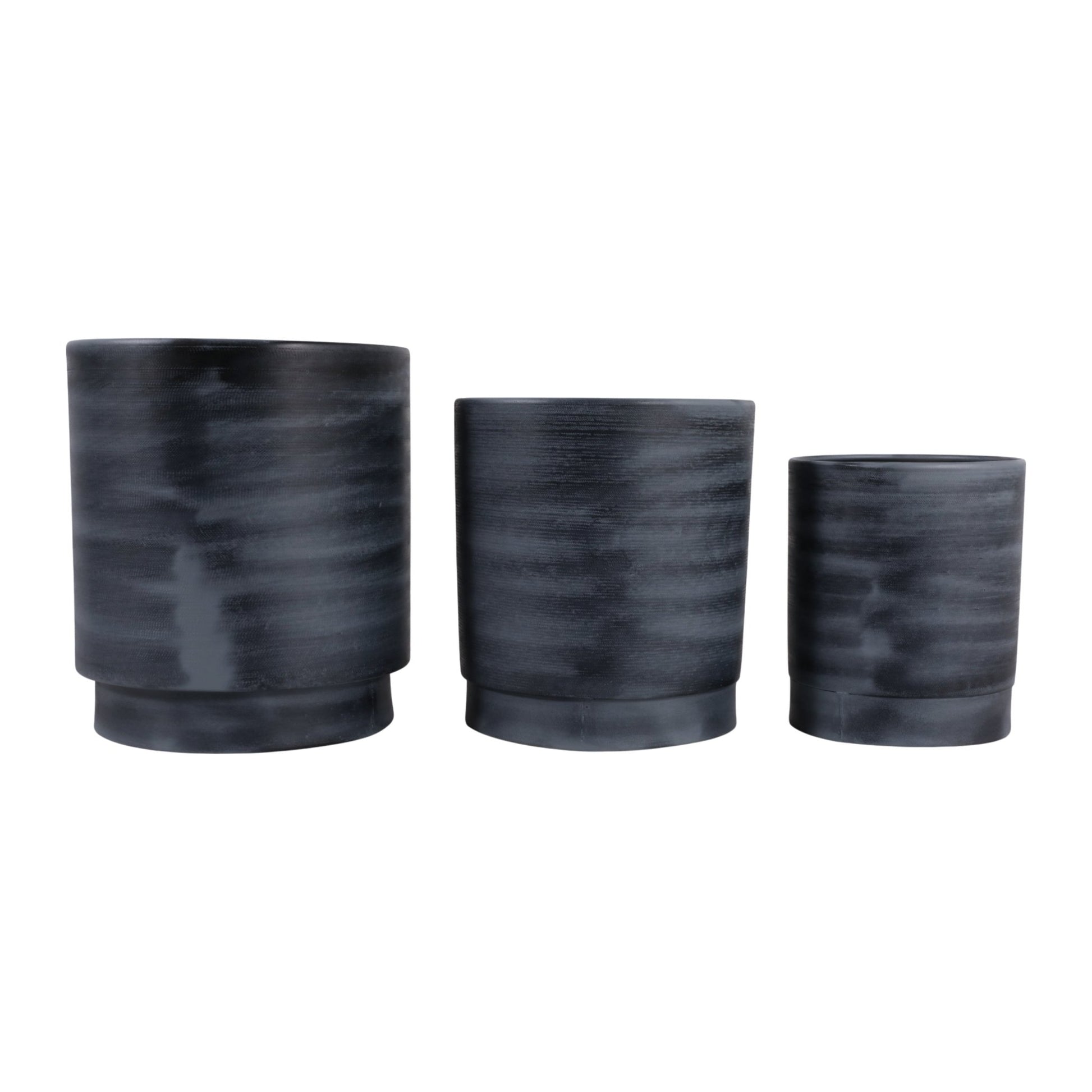 S/3 9/11/13" Tall Metal Pedestal Planters, Gray Planter| Sagebrook Home