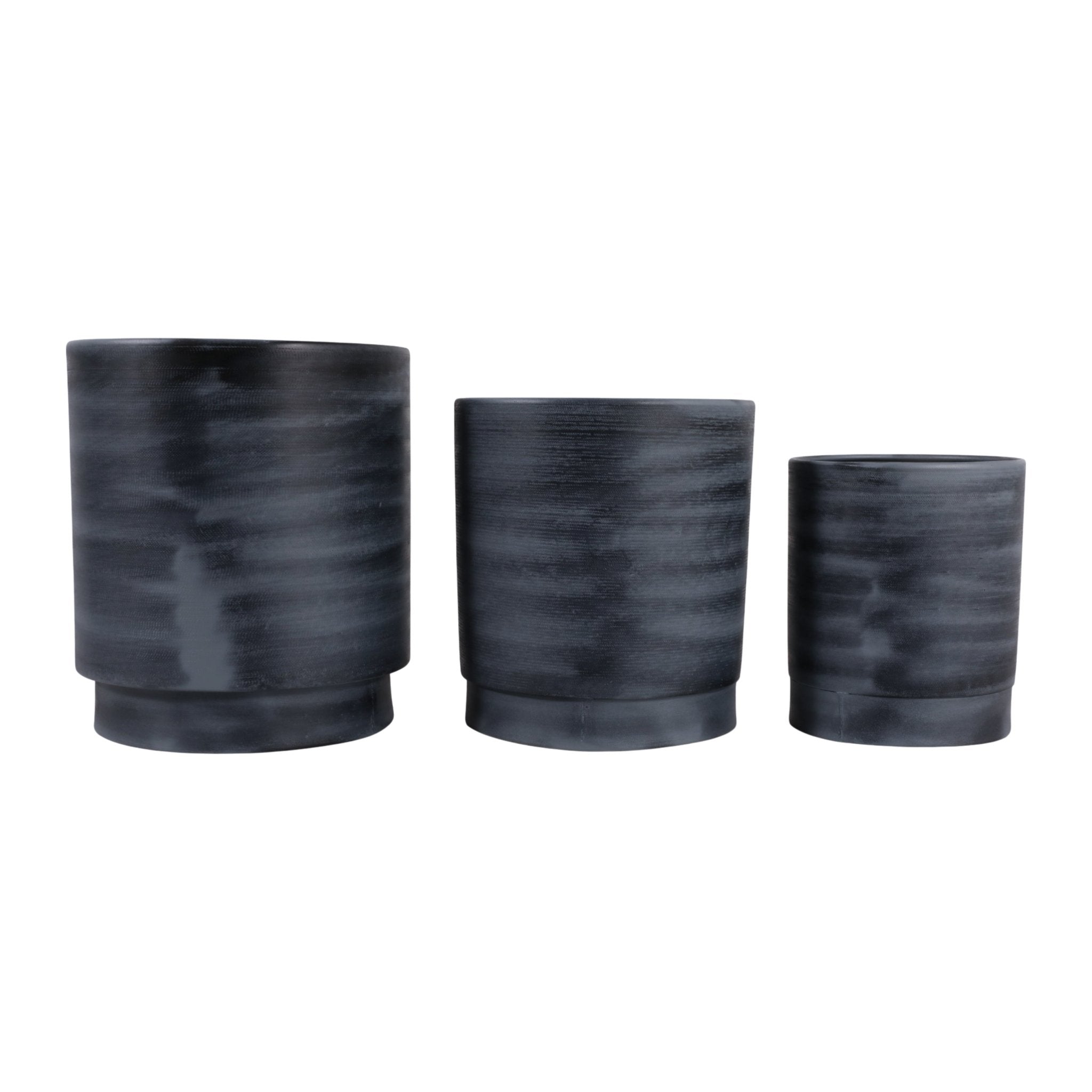 S/3 9/11/13" Tall Metal Pedestal Planters, Gray Planter| Sagebrook Home