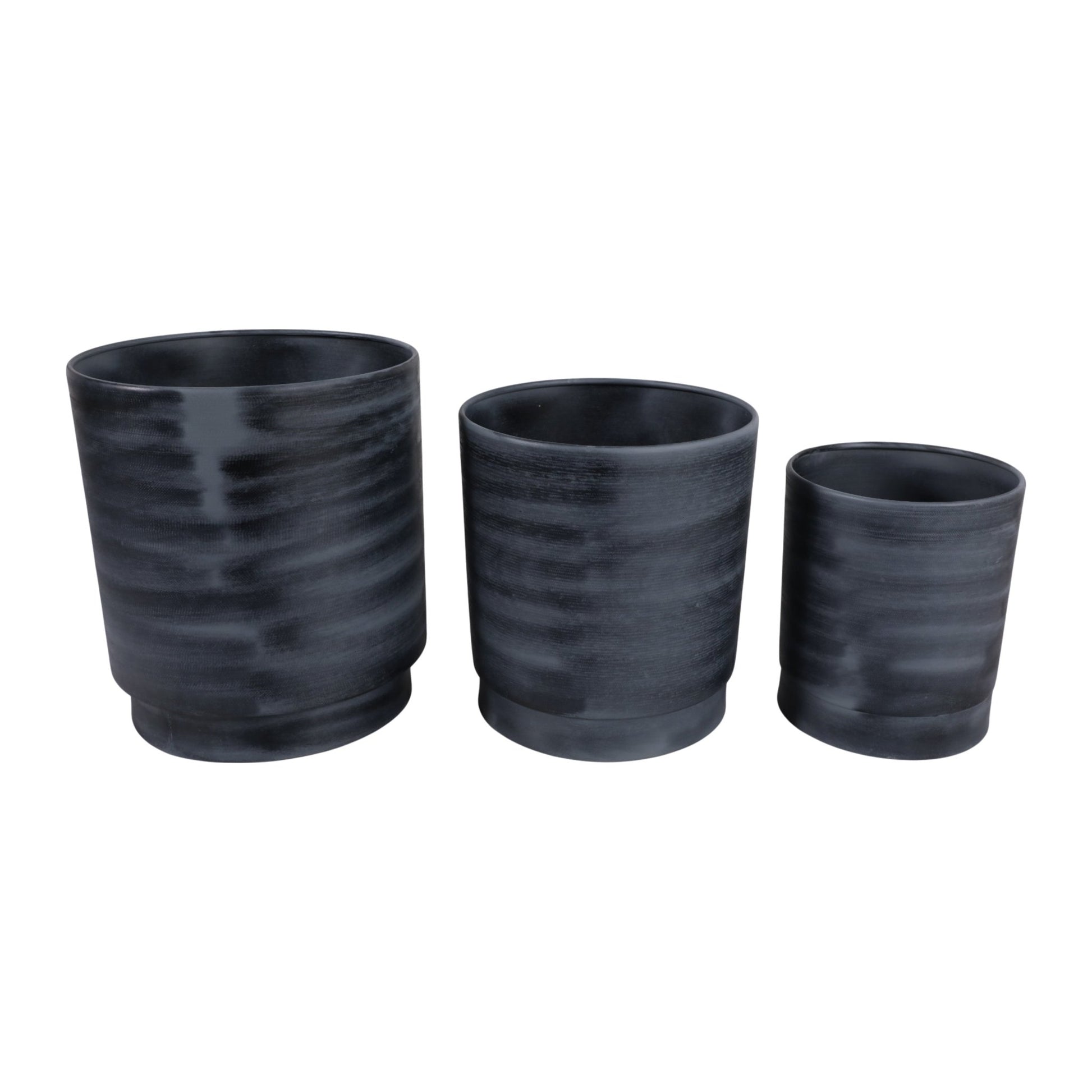 S/3 9/11/13" Tall Metal Pedestal Planters, Gray Planter| Sagebrook Home