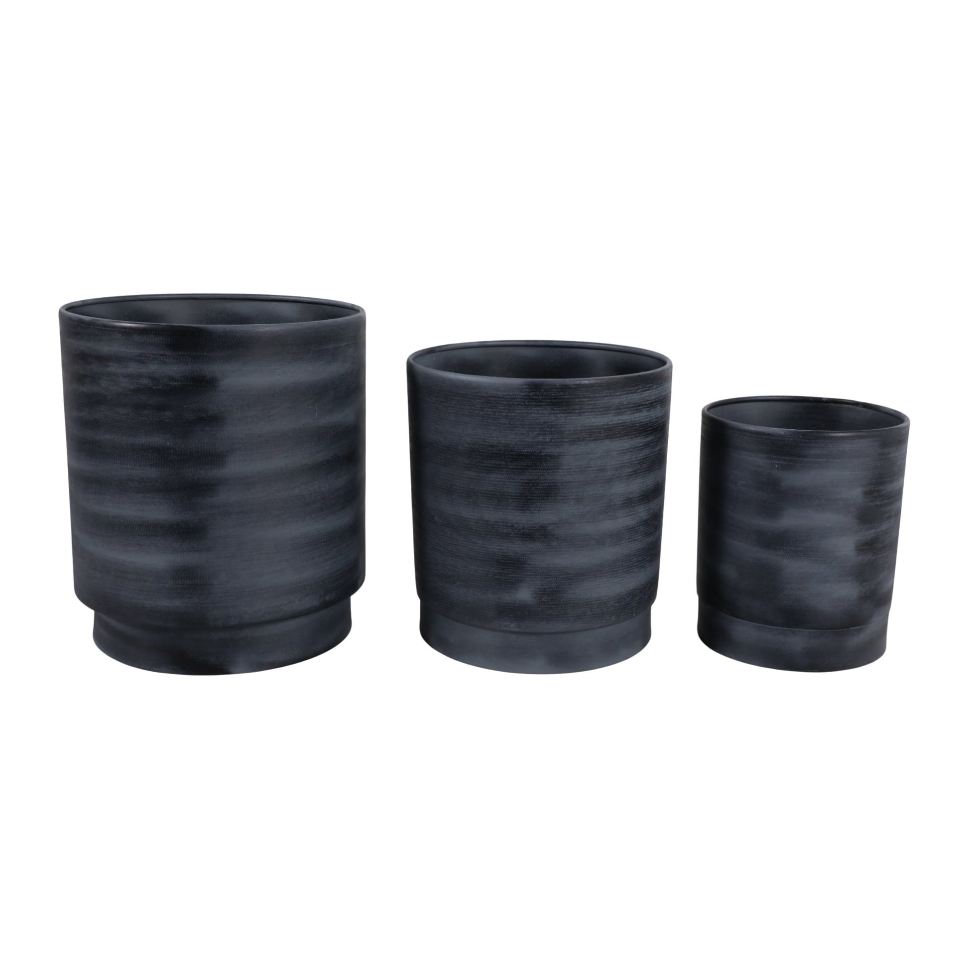 S/3 9/11/13" Tall Metal Pedestal Planters, Gray Planter| Sagebrook Home
