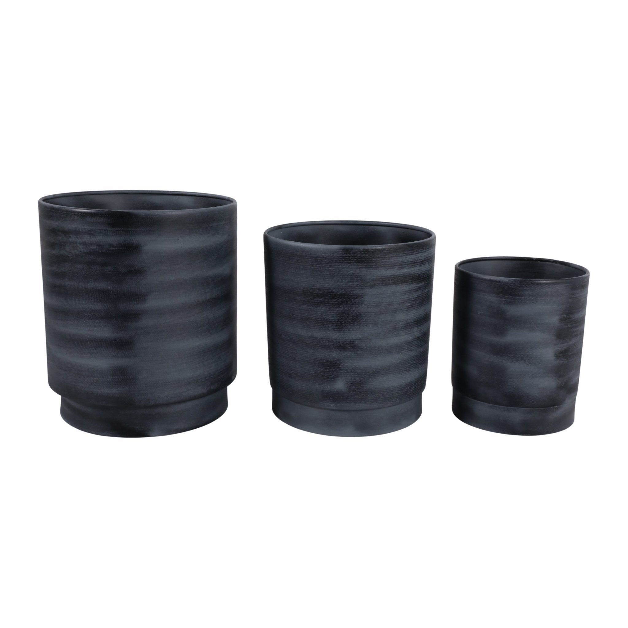 S/3 9/11/13" Tall Metal Pedestal Planters, Gray Planter| Sagebrook Home