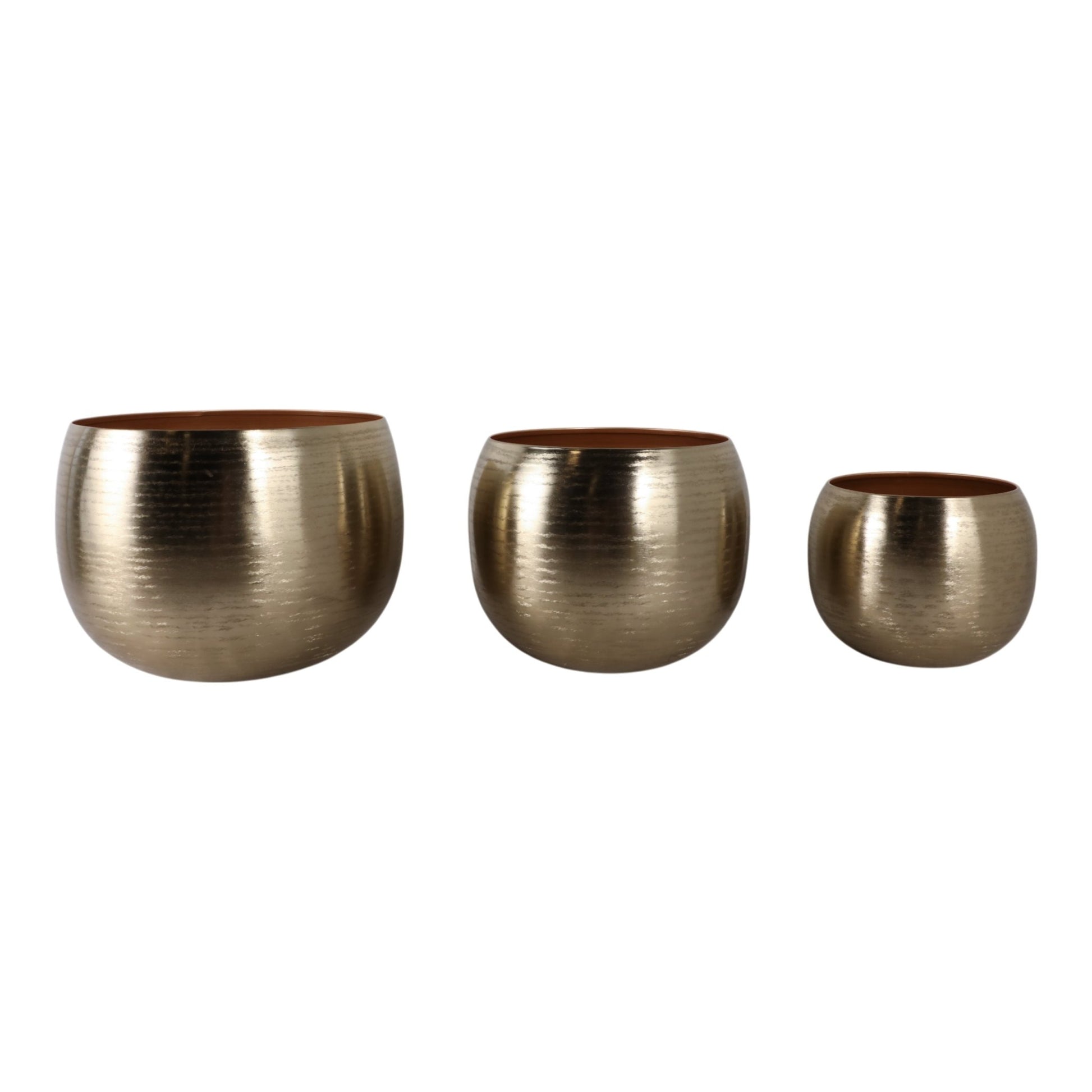 S/3 9/12/14" Hammered Metal Planters, Gold Planter| Sagebrook Home