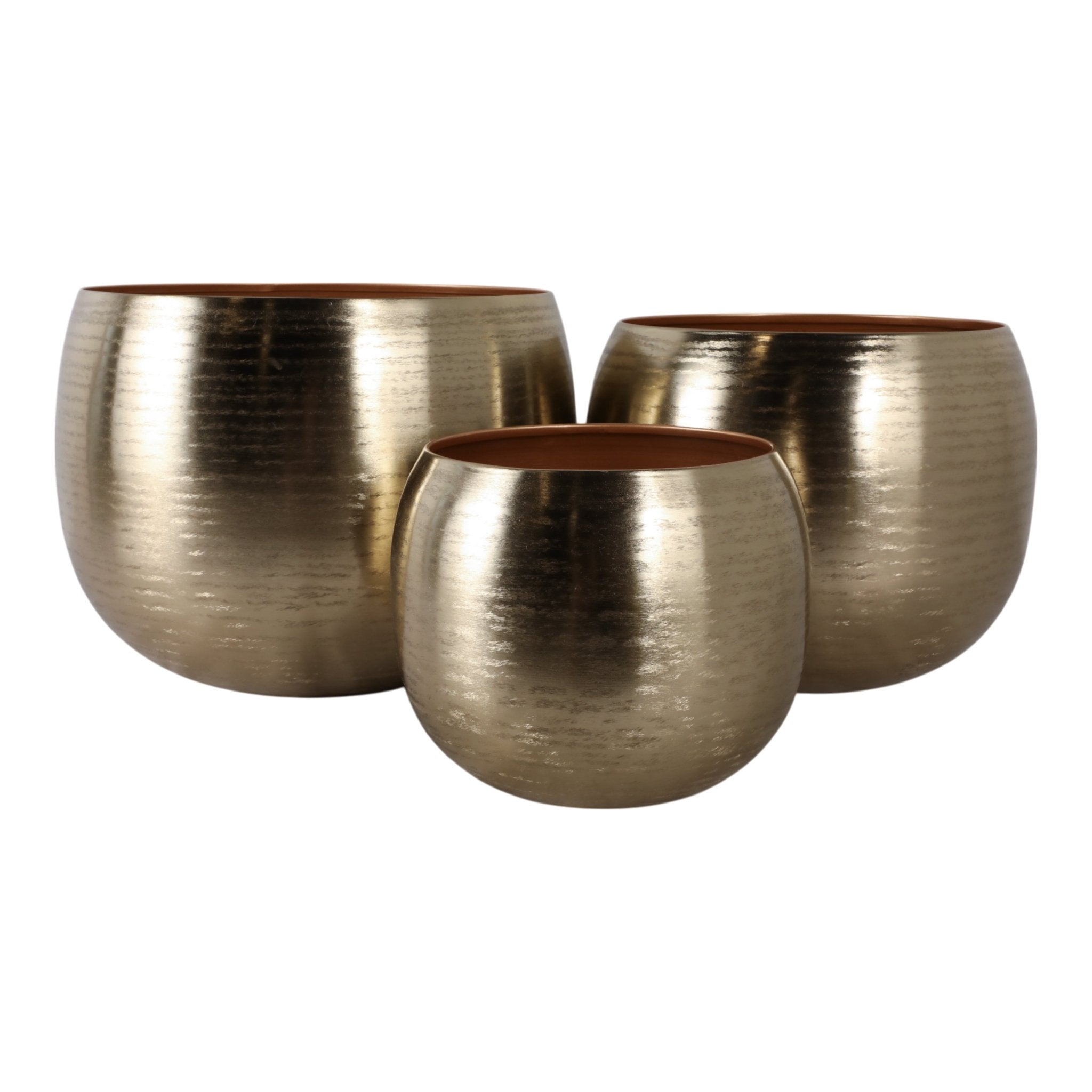S/3 9/12/14" Hammered Metal Planters, Gold Planter| Sagebrook Home
