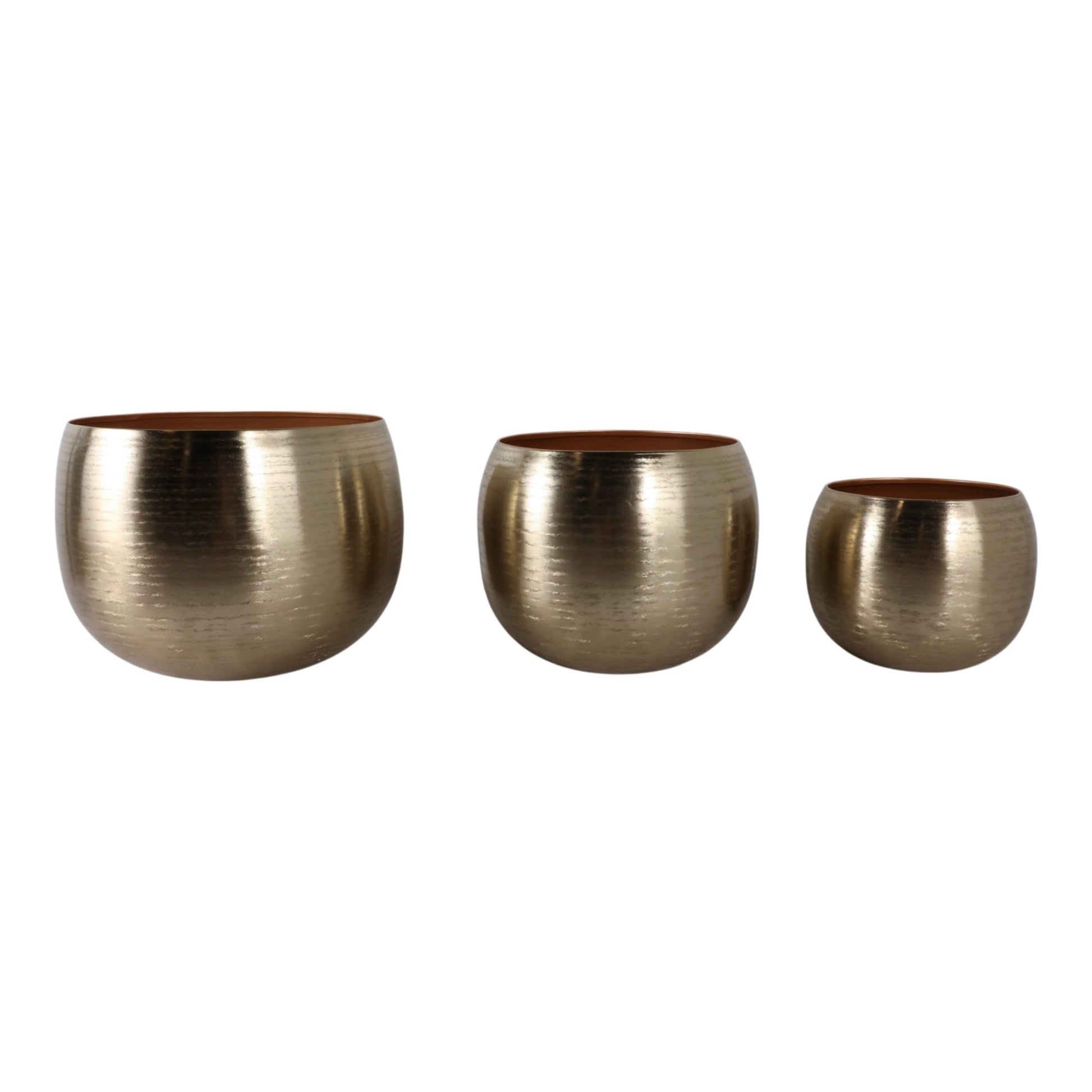 S/3 9/12/14" Hammered Metal Planters, Gold Planter| Sagebrook Home