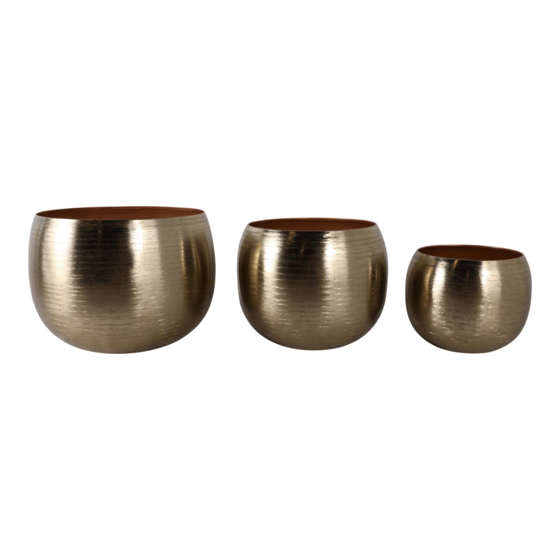 S/3 9/12/14" Hammered Metal Planters, Gold Planter| Sagebrook Home